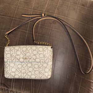 Calvin Klein Beige Monogram Crossbody Bag